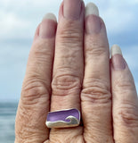 neodymium genuine sea glass wave ring