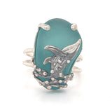 breaching humpback genuine sea glass rings (various colors + sizes)