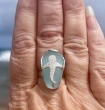 whale shark genuine sea glass ring