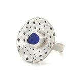round urchin genuine cobalt sea glass ring