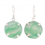 green Ohajiki sea glass prong earrings