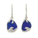 cobalt sea glass wave earrings