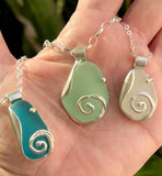 white sea glass swirl necklace