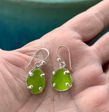 lime sea glass earrings