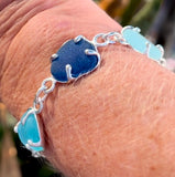 sea of blues sea glass bracelet