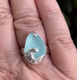 pale aqua genuine sea glass wave ring - tossed & found jewelry