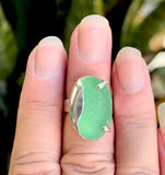 sage green wavy genuine sea glass ring - tossed & found jewelry