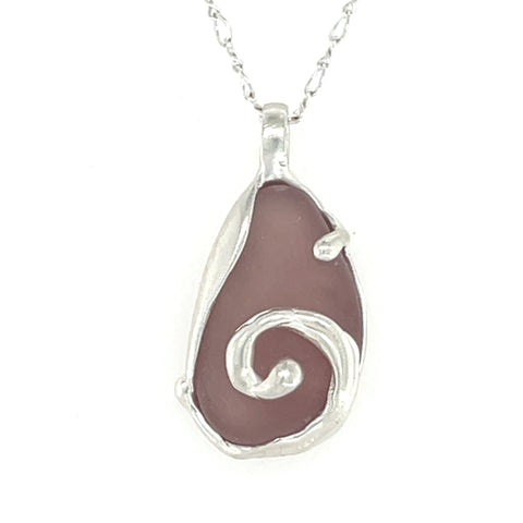 lavender sea glass swirl necklace