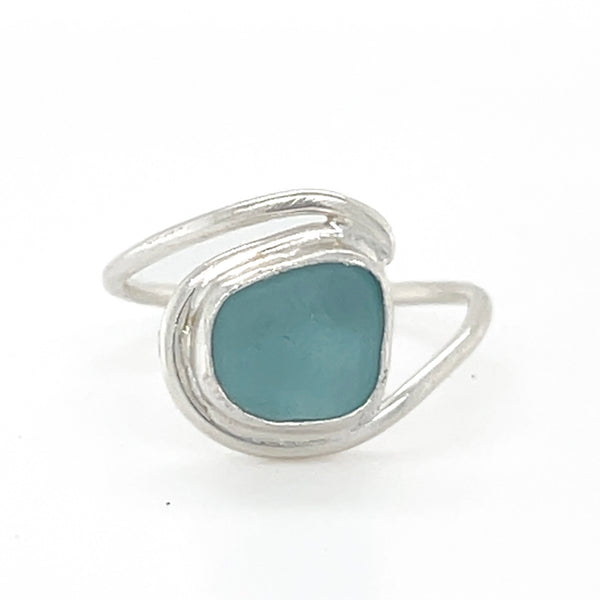 Turquoise Wave Sterling Silver Double Band Adjustable Ring plated in 14K Gold main image 0