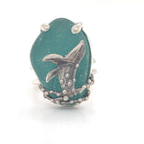 breaching humpback genuine sea glass rings (various colors + sizes)