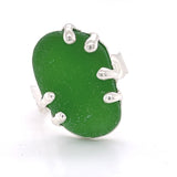green genuine sea glass 6 prong ring