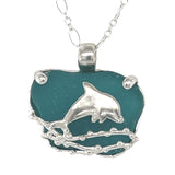 dolphin turquoise sea glass necklace