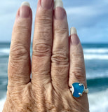 aqua genuine sea glass ring