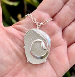 white sea glass large swirl necklace - tossed & found jewelry