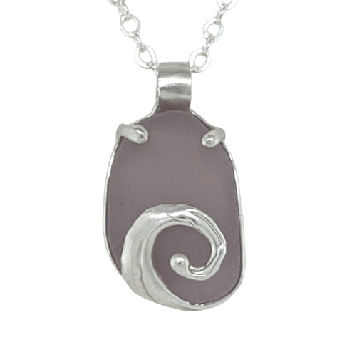 lavender sea glass swirl necklace