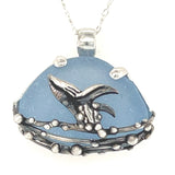 breaching humpback whale sea glass necklace