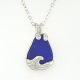 ocean wave cobalt sea glass necklace