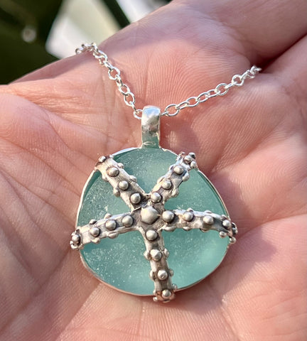 turquoise sea foam sea glass necklace