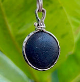 black genuine sea glass urchin necklace