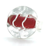 round genuine red cane sea glass ring