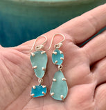 mix + match sea of blues sea glass earrings