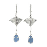 spotted eagle ray cornflower sea glass earrings - tossed & found jewelry
