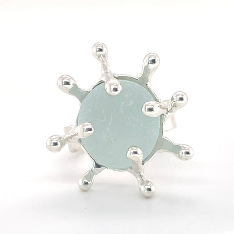 sea foam genuine sea glass burst ring