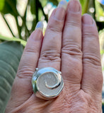 white genuine sea glass swirl wave ring