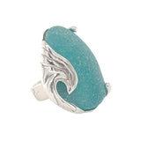 turquoise genuine sea glass wave ring - tossed & found jewelry