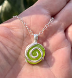 lime sea glass swirl necklace