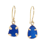 14k gold cobalt genuine sea glass prong earrings