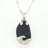 ocean wave black  sea glass necklace