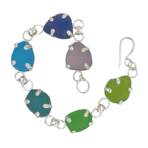 half rainbow sea glass bracelet