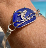 breaching humpback whale cobalt sea glass bracelet