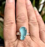 steel blue wavy genuine sea glass urchin ring - tossed & found jewelry