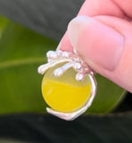 splashing wave yellow spinning marble sea glass necklace