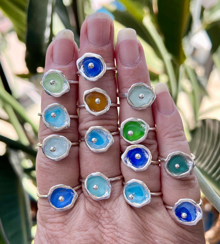 sea glass oyster rings (multiple colors/sizes)