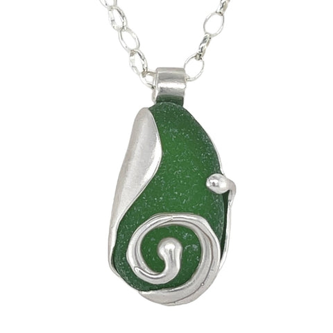 green sea glass swirl necklace