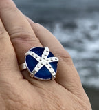 starfish cobalt blue genuine sea glass ring
