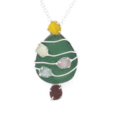 Christmas tree sea glass necklace