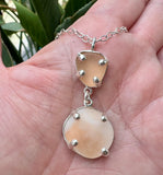 peachy duo sea glass prong necklace