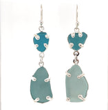 mix + match blues sea glass earrings