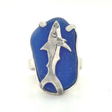 shark genuine sea glass ring