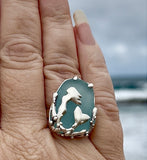 mermaid genuine sea glass ring