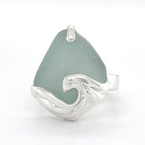ocean wave genuine sea glass rings (various colors + sizes)