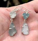 mix + match grey sea glass earrings