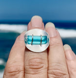 bright aqua genuine sea glass cane ring