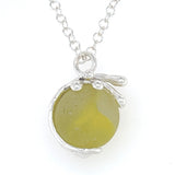 splashing wave yellow spinning marble sea glass necklace