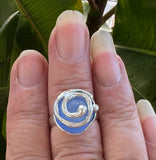 cornflower blue genuine sea glass swirl ring