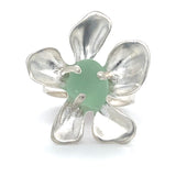 blooming plumeria sea glass rings